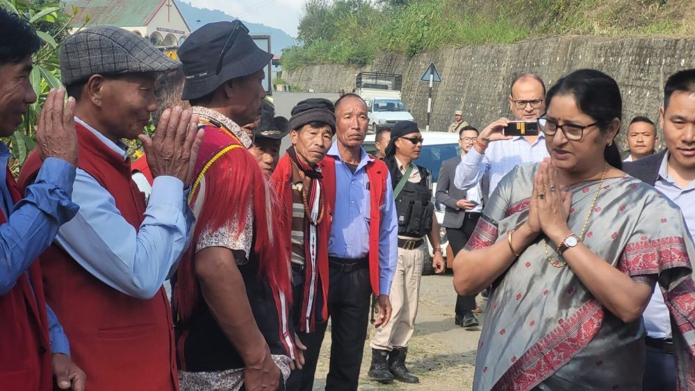 Annpurna Devi, Union Minister of State, Ministry of  Education during a  visit to GHS Kandinu on November 8. (Morung Photo)